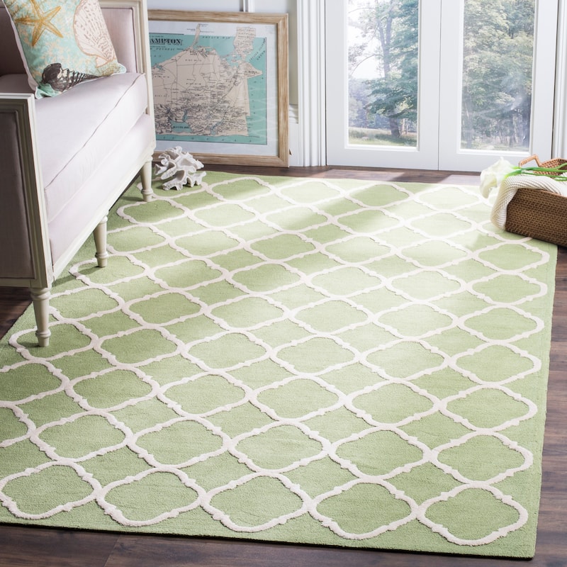 SAFAVIEH Handmade Newport Frida Modern Cotton Rug - 5'6" x 8'6" - Green/Ivory