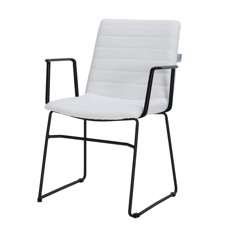 Zylar Ergonomic Guest Chair with Leather, Stainless Steel Base, High-Density Foam, Modern Design for Office or Waiting Room