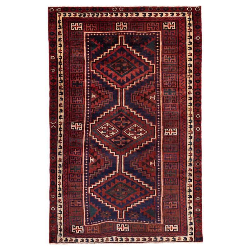 ECARPETGALLERY Hand-knotted Melis Vintage Red Wool Rug - 5'5 x 8'4