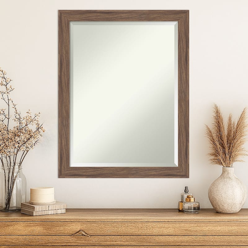 Pia Medium Brown Narrow Beveled Framed Wall Mirror - Pia Medium Brown Narrow