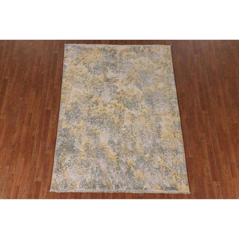 All-Over Striped Abstract Modern Area Rug Handmade Wool Carpet - 5'5" x 7'5"