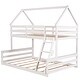preview thumbnail 6 of 7, Wood Twin over Full House Bunk Bed Kids Bed with Built-in Ladder, White