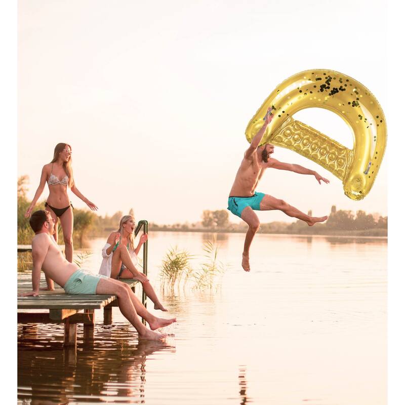 POZA Inflatable Pool Float Chair Filled with Sparkle Confetti - 3 Pack - ‎48 x 38 x 12 inches