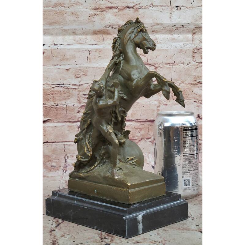 Mythological Woman With Rearing Imitative Horse Bronze Sculpture - Clical Equestrian Art