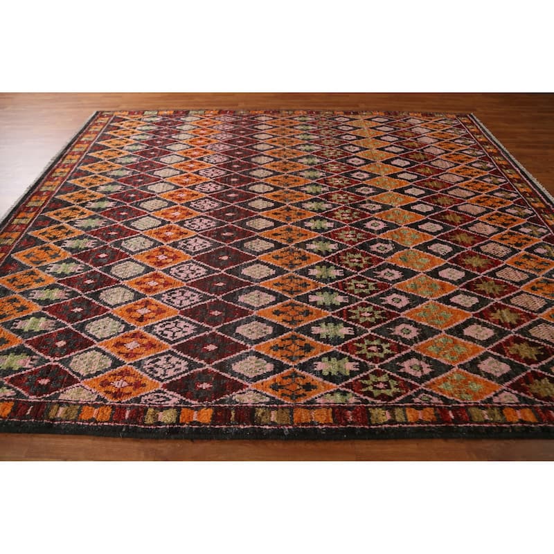 Trellis Moroccan Tribal Wool Area Rug Hand-knotted Living Room Carpet - 8'6" x 10'0"