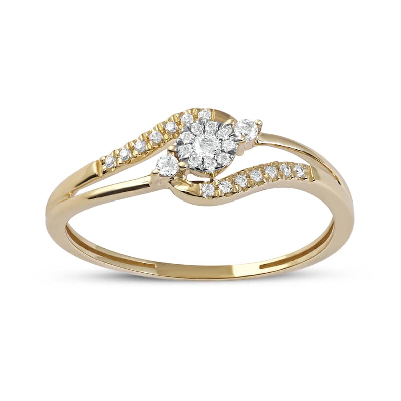 1/8ct TDW Bypass Cluster Diamond Ring in 10K Yellow Gold for Women