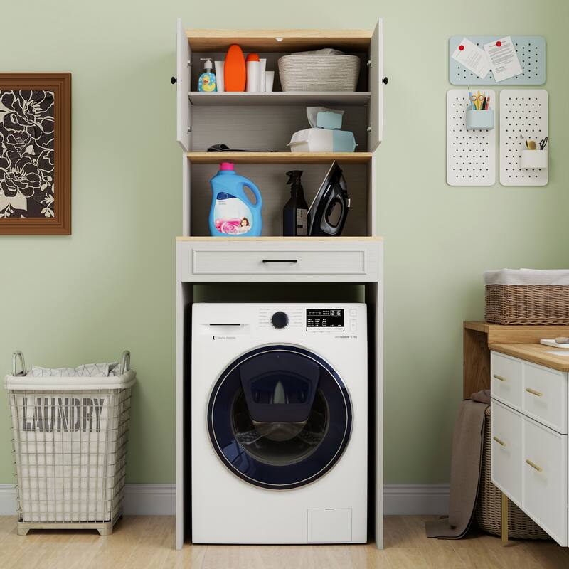 Anmytek Space Saving Storage Cabinet Laundry Washer Pedestal Kitchen Appliance Organizer