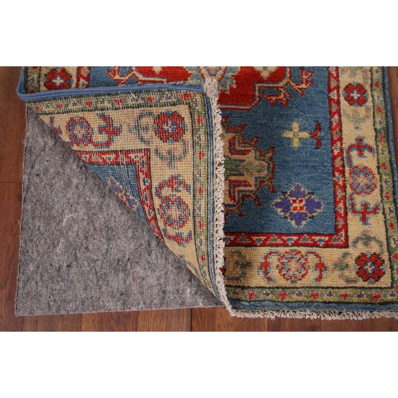 Blue Traditional Kazak Foyer Rug Hand-Knotted Wool Carpet - 2'1" x 3'1"