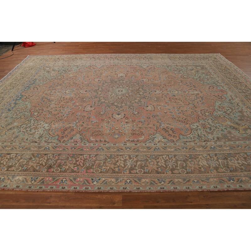 Floral Tabriz Persian Area Rug Handmade Living Room Wool Carpet - 9'8"x 12'7"