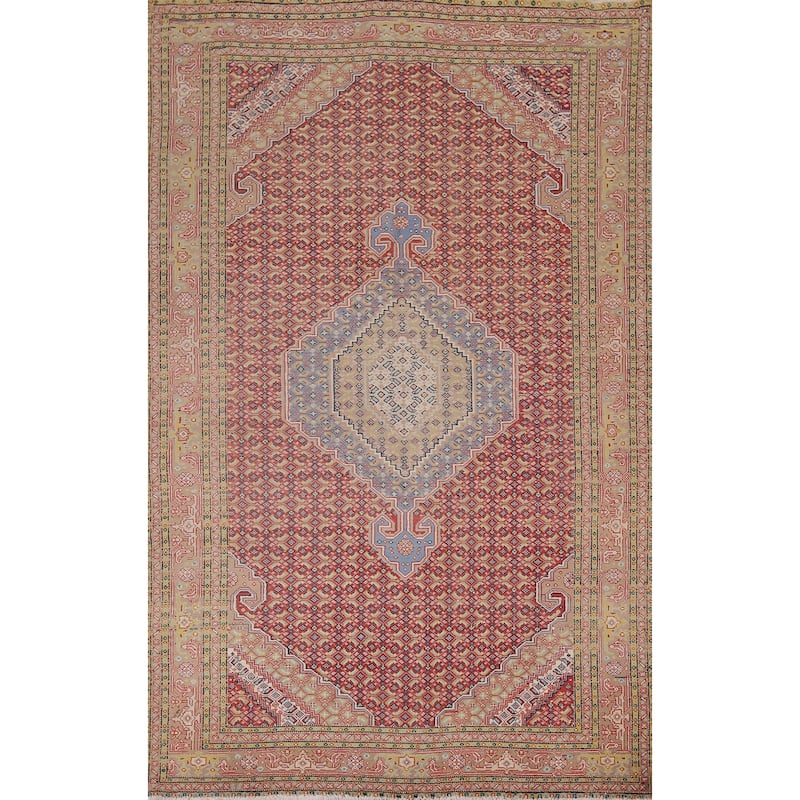 Geometric Tabriz Vintage Persian Area Rug Handmade Wool Carpet - 6'4" x 9'6"
