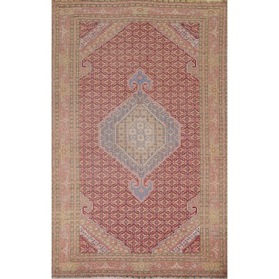 Geometric Tabriz Vintage Persian Area Rug Handmade Wool Carpet - 6'4" x 9'6"