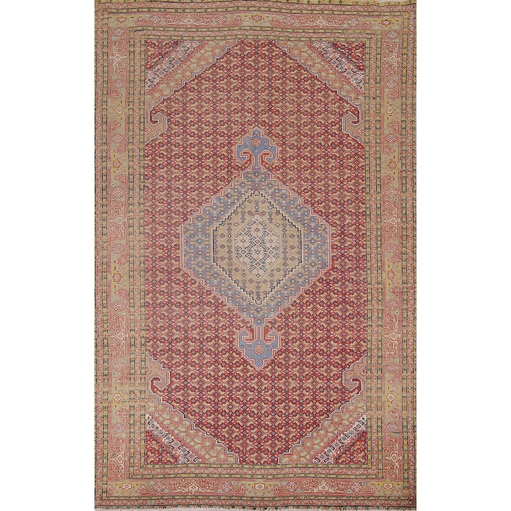 Geometric Tabriz Vintage Persian Area Rug Handmade Wool Carpet - 6'4" x 9'6"