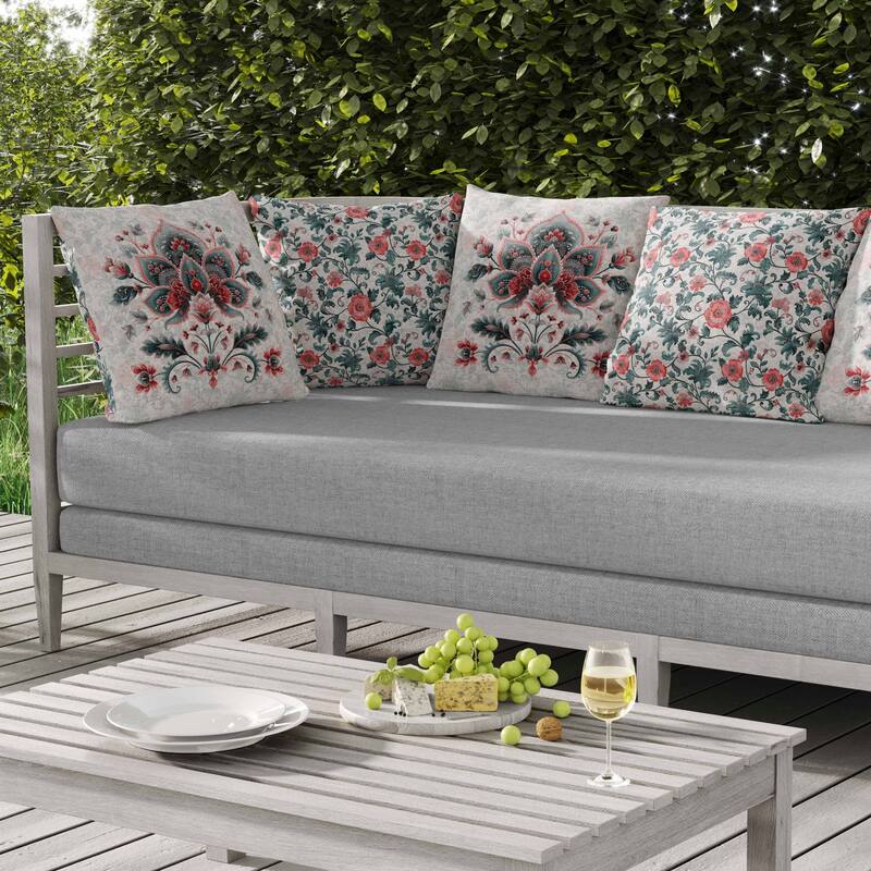 Paisley Petal Melody Indoor/Outdoor Reversible Throw Pillow Red and Green