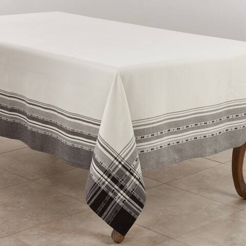 Cotton Tablecloth With Plaid Border Design