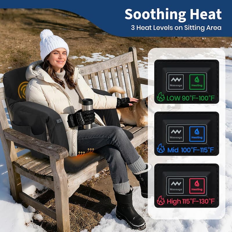 25In Massage Heated Stadium Seats with Back Support and Padded Cushion