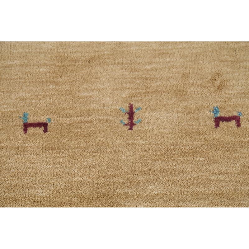 Tribal Gabbeh Indian Accent Rug Hand-Knotted Wool Carpet - 3'0"x 5'2"