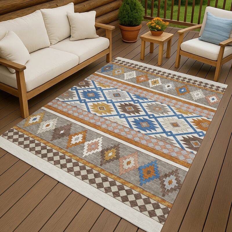 Machine Washable Indoor/ Outdoor Global Clemente Chantille Rug