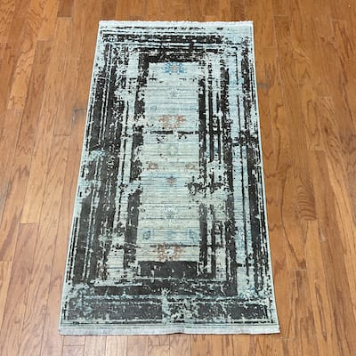 HERAT ORIENTAL Turkish Modern Erased Design Wool & Silk Rug - 2'7" x 4'11"
