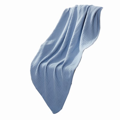 Nyx Twin Size Ultra Soft Cotton Thermal Blanket, Textured Feel, Blue
