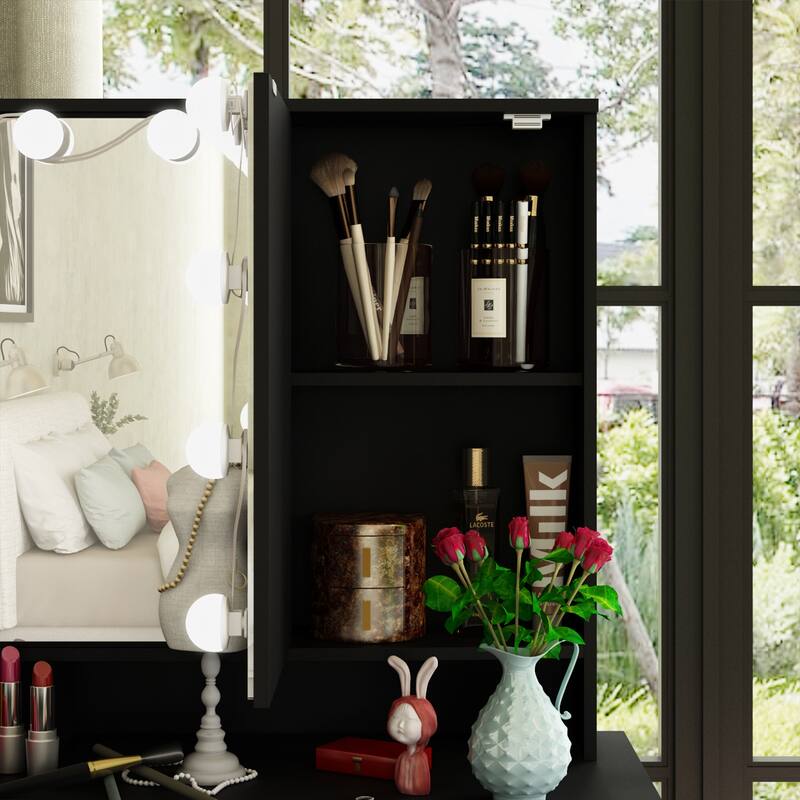 Luxurious LED Makeup Vanity with 9 Drawers Elegant Makeup Station