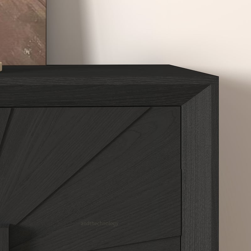 Farmhouse 4-Door Wood Cabinet With Adjustable Shelves