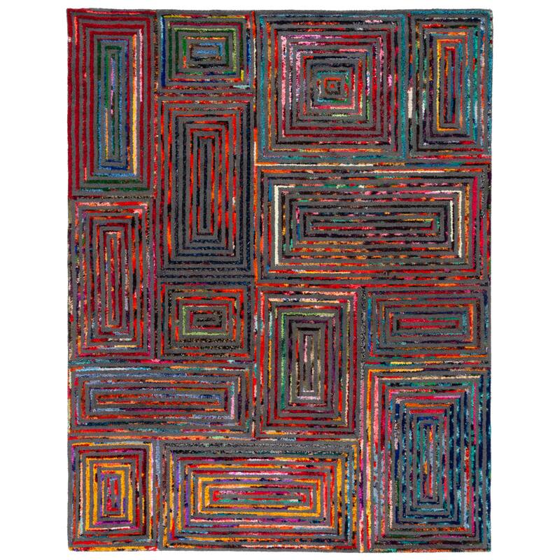 SAFAVIEH Handmade Nantucket Marieka Contemporary Cotton Rug - 9' x 12' - Charcoal