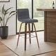 preview thumbnail 84 of 120, Skara Swivel Bar Stool, Upholstered Bar Height Chair with Bentwood Frame Single - Vintage Black Faux Leather & Walnut