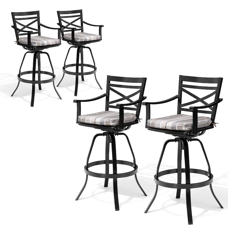 Pellebant Patio Outdoor Aluminum Swivel Bar Stools with Sunbrella Cushion - 21.7 in W x 16.5 in D x 46 in H