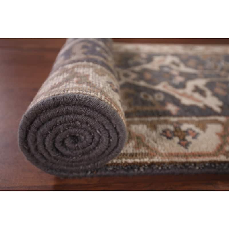 Oushak Oriental Runner Rug Handmade Blue Wool Carpet - 2'7"x 8'5"