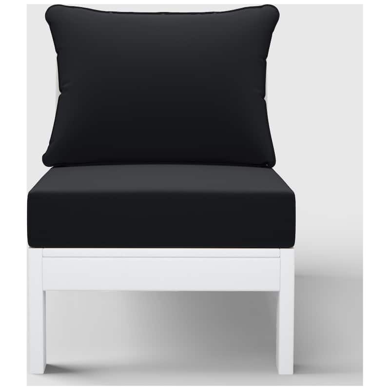 Birchwood All Weather HDPE Outdoor Patio Deep Seating White Armless Chair With Cushions (1-Piece)
