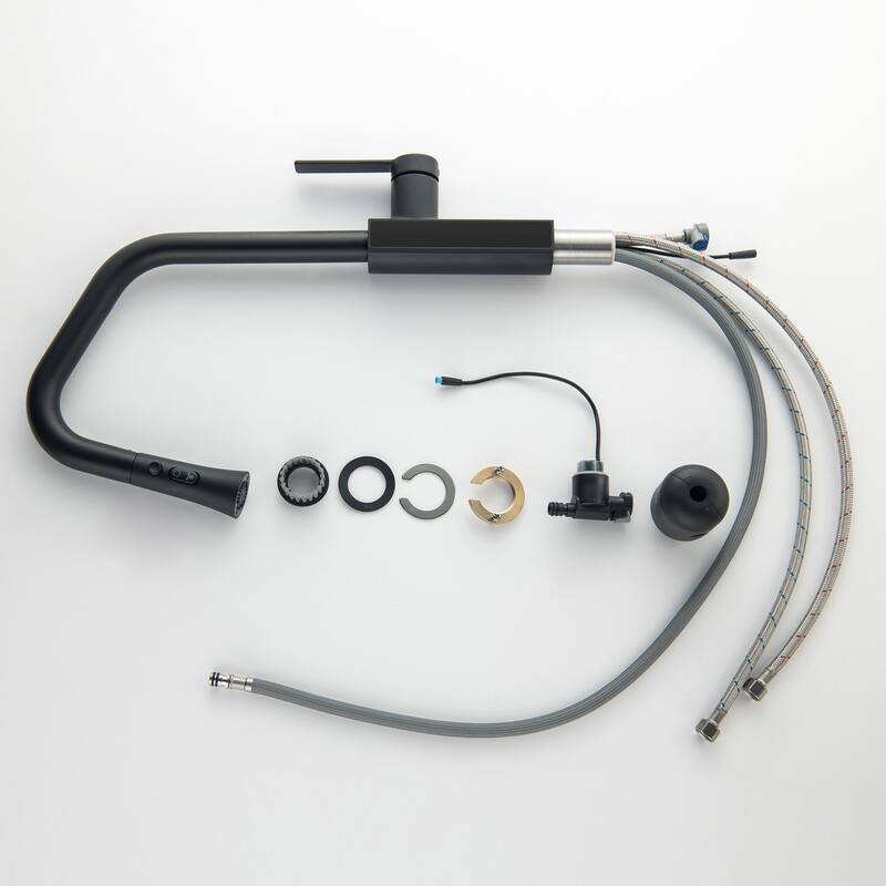 Single Handle Single Hole Pull Out Kitchen Sink Faucet with Temperature Display