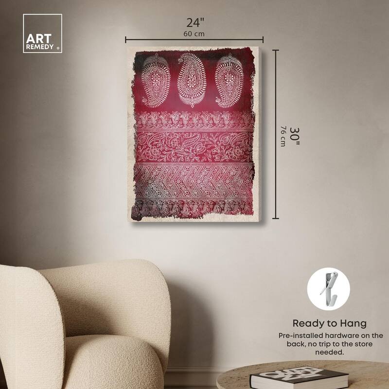 Burgundy Stamps Canvas by Art Remedy, Gallery Wrapped