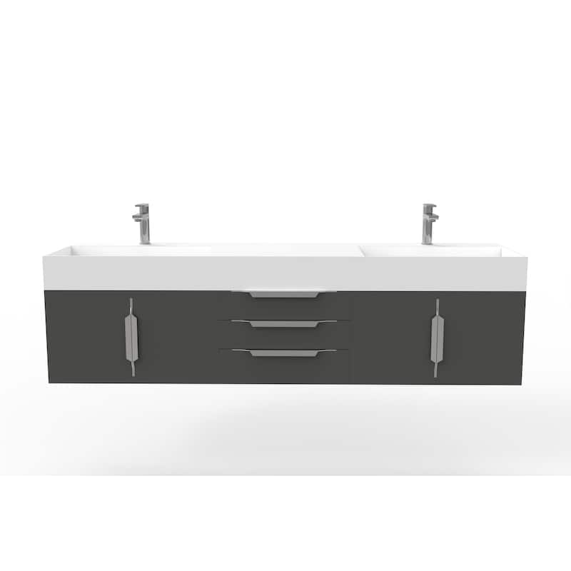 Amazon 72" Wall Mounted Bathroom Vanity Set w/ White Top