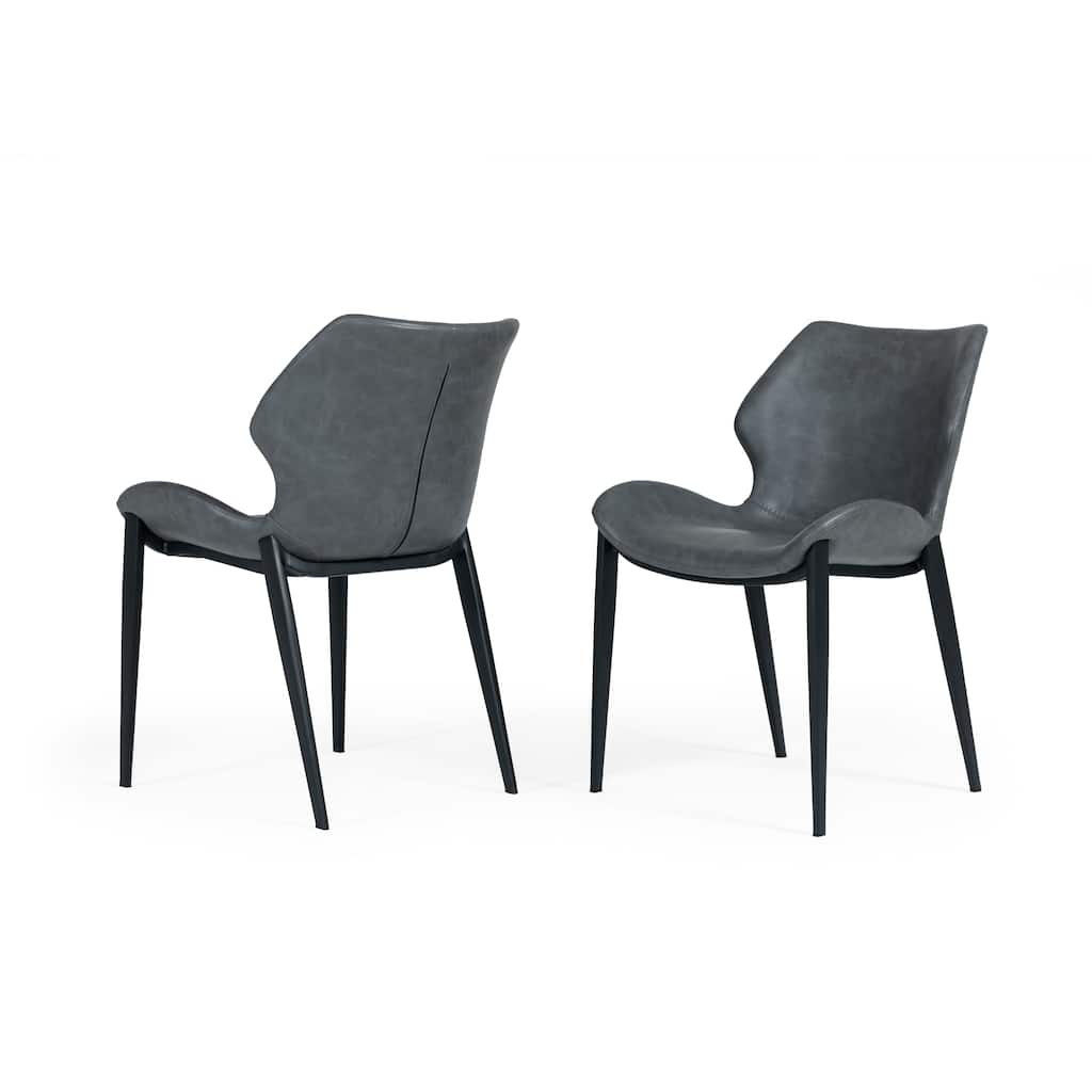 Modrest Instone Industrial Dark Grey Eco-Leather Dining Chair (Set of 2)