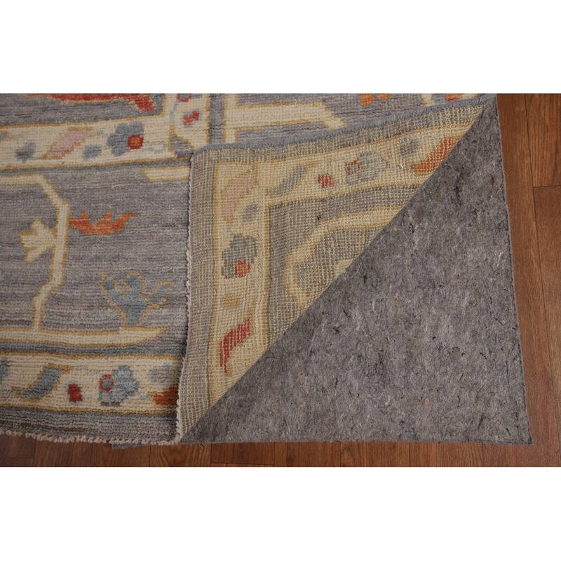 Vegetable Dye Gray Oushak Turkish Area Rug Hand-Knotted Wool Carpet - 9'1"x 11'11"