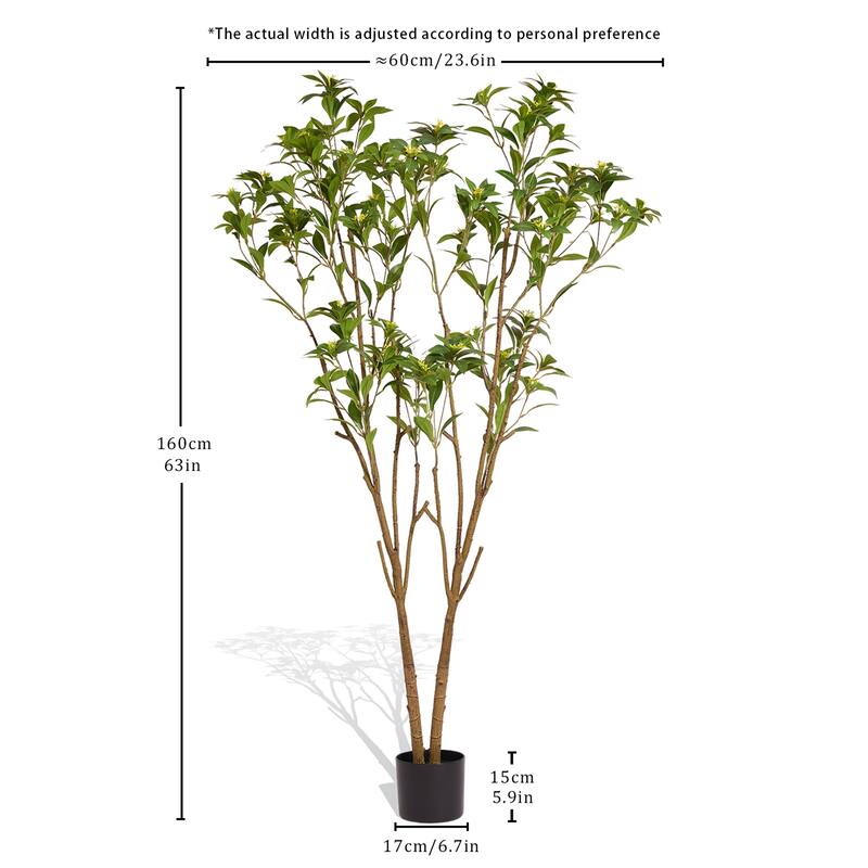 5.2FT Artificial Citrus Tree with Lifelike Leaves & Flowers