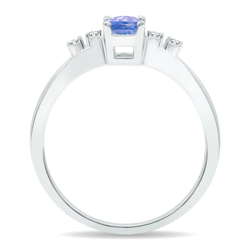 Women's Tanzanite and Diamond Sparkle Ring in 10K White Gold