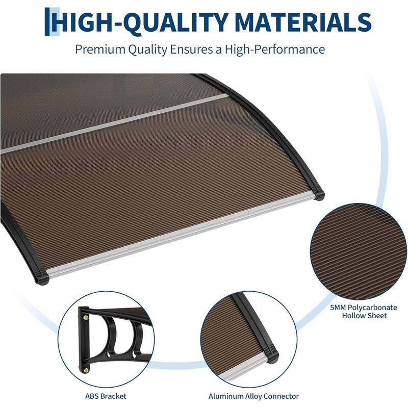 40"x40" Window Awning Canopy Exterior, Polycarbonate Cover, for Door Entrance - N/A