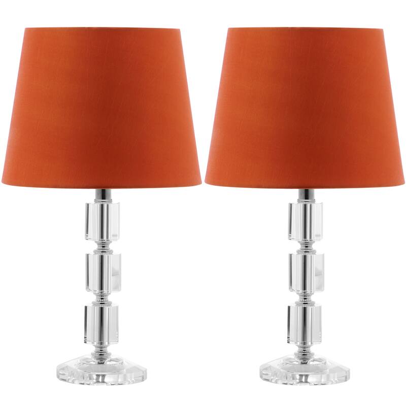 SAFAVIEH Lighting Catrina 15-inch Grey Shade Crystal Cube Table Lamp (Set of 2) - 9"x9"x16" - 9"Wx9"Dx16"H