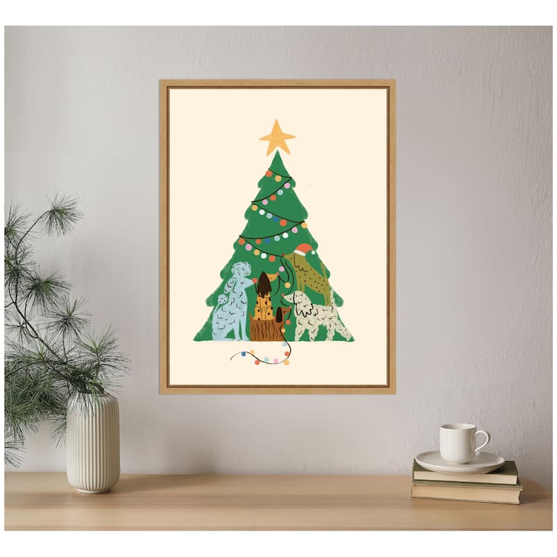 Kate and Laurel Sylvie Framed Canvas Dogmas by Aislinn Simmonds Duchess Plum
