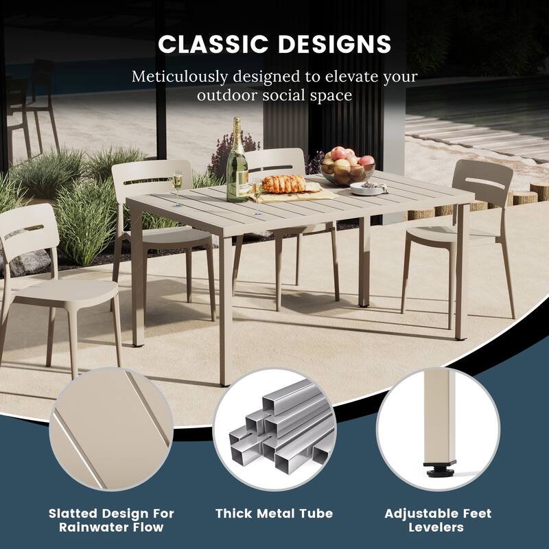 Frond and Form 59 Inch By 35.4 Inch Outdoor Steel Rectangular Dining Table