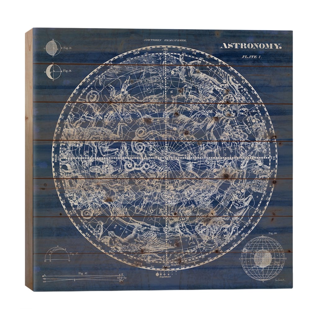 Celestial Blueprint Print On Wood by Sue Schlabach - Multi-Color