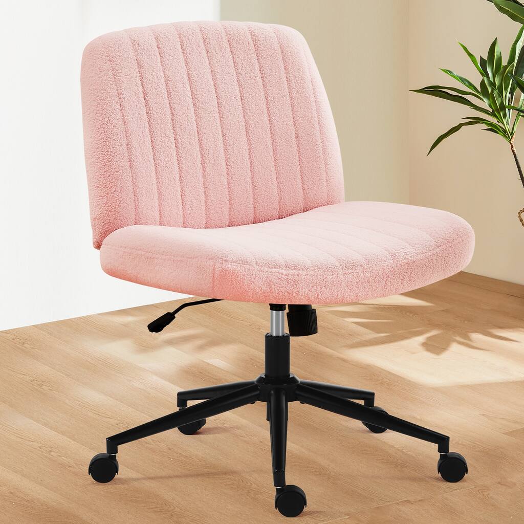 Office chair, backrest, armless office chair, adjustable swivel for comfortable home office,Teddy wool fabric