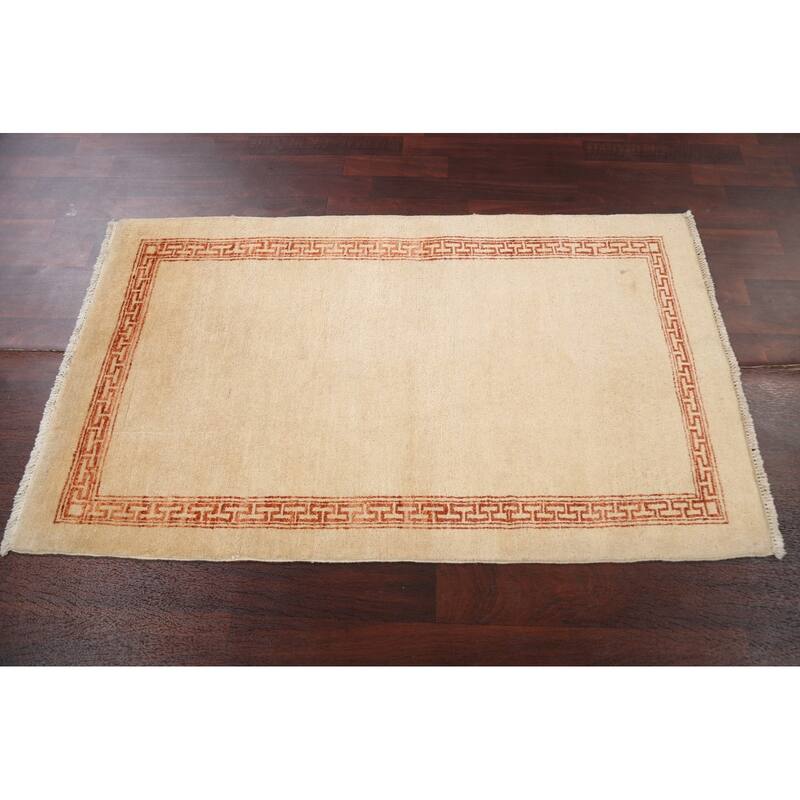 Bordered Geometric Gabbeh Kashkoli Oriental Area Rug Wool Hand-knotted - 3'0" x 5'2"