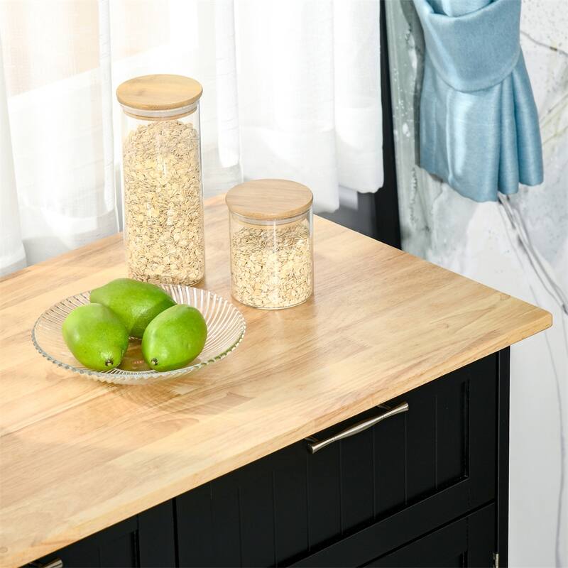 Modern Rolling Kitchen Island with Drawers and Adjustable Shelving - N/A