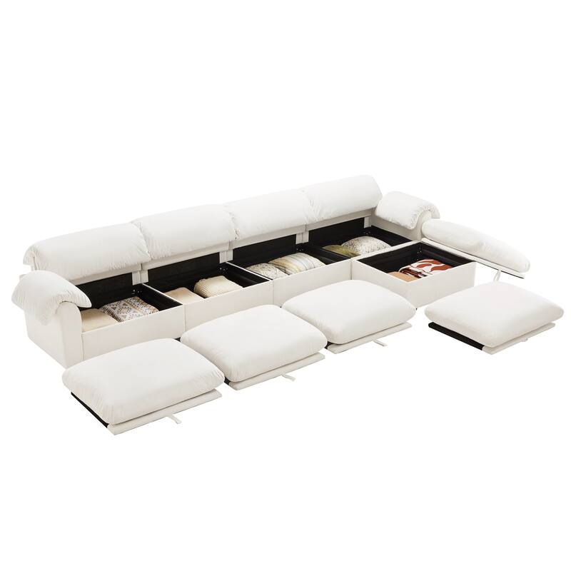 Velvet Fabric Modular Cloud Couch with Storage Seat,Free Combination