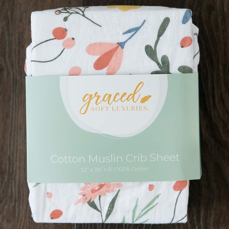 Floral Burst Cotton Muslin Crib Sheet