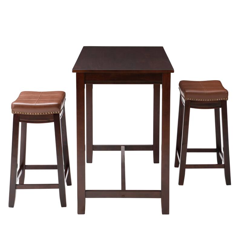 3-Piece Counter Table and Stools - 47.25" - Brown