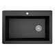 preview thumbnail 2 of 8, Karran All in One Drop-In Quartz Composite 33 in. Single Bowl Kitchen Sink in Black with Faucet KKF220 in Stainless Steel