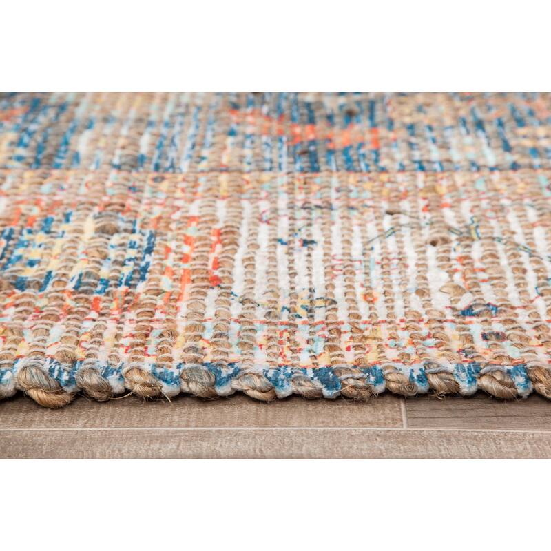 Jani Lucy Blue Floral Jute/Chenille Area Rug